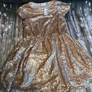 ⭐️Size 16 Girls Rose Gold Sequin Dress